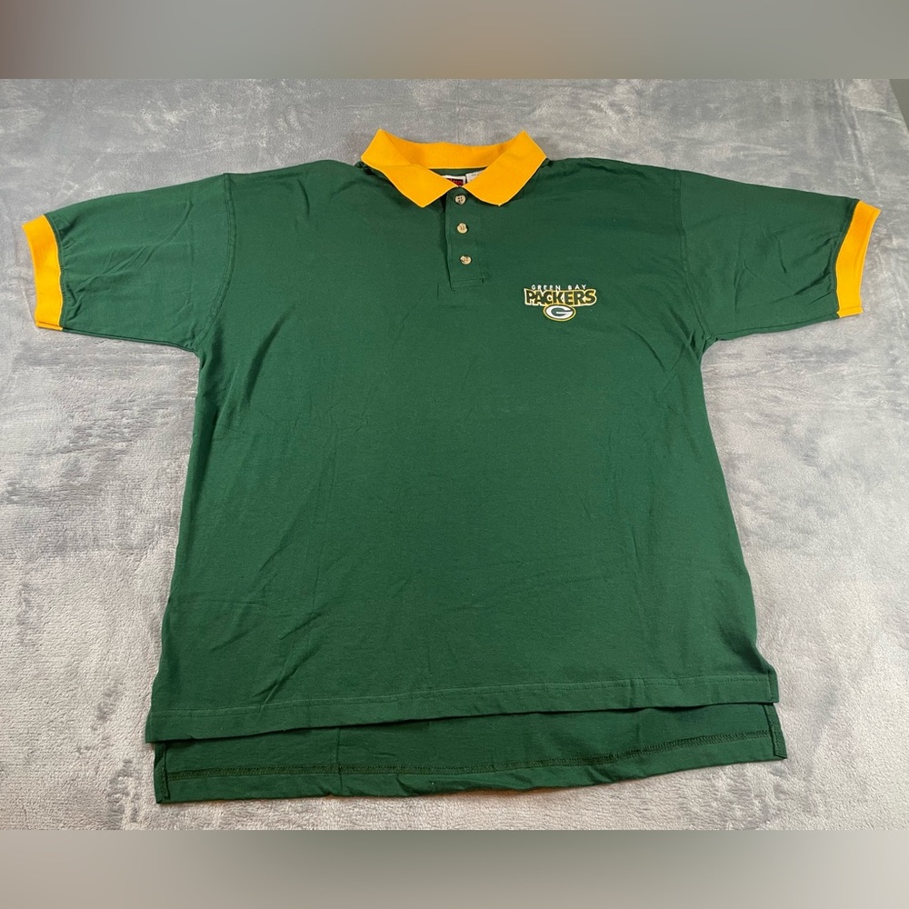 VTG Green Bay Packers Stitched Logo NFL Polo Shirt Edge Size Large 1998